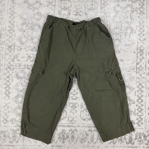 ERIKA Pants Women's Cropped Utility Fatigue Olive Green Waistband Size Large